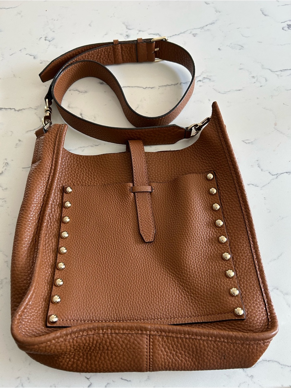 Rebecca Minkoff Tan Pebbled Leather Studded Crossbody Bag